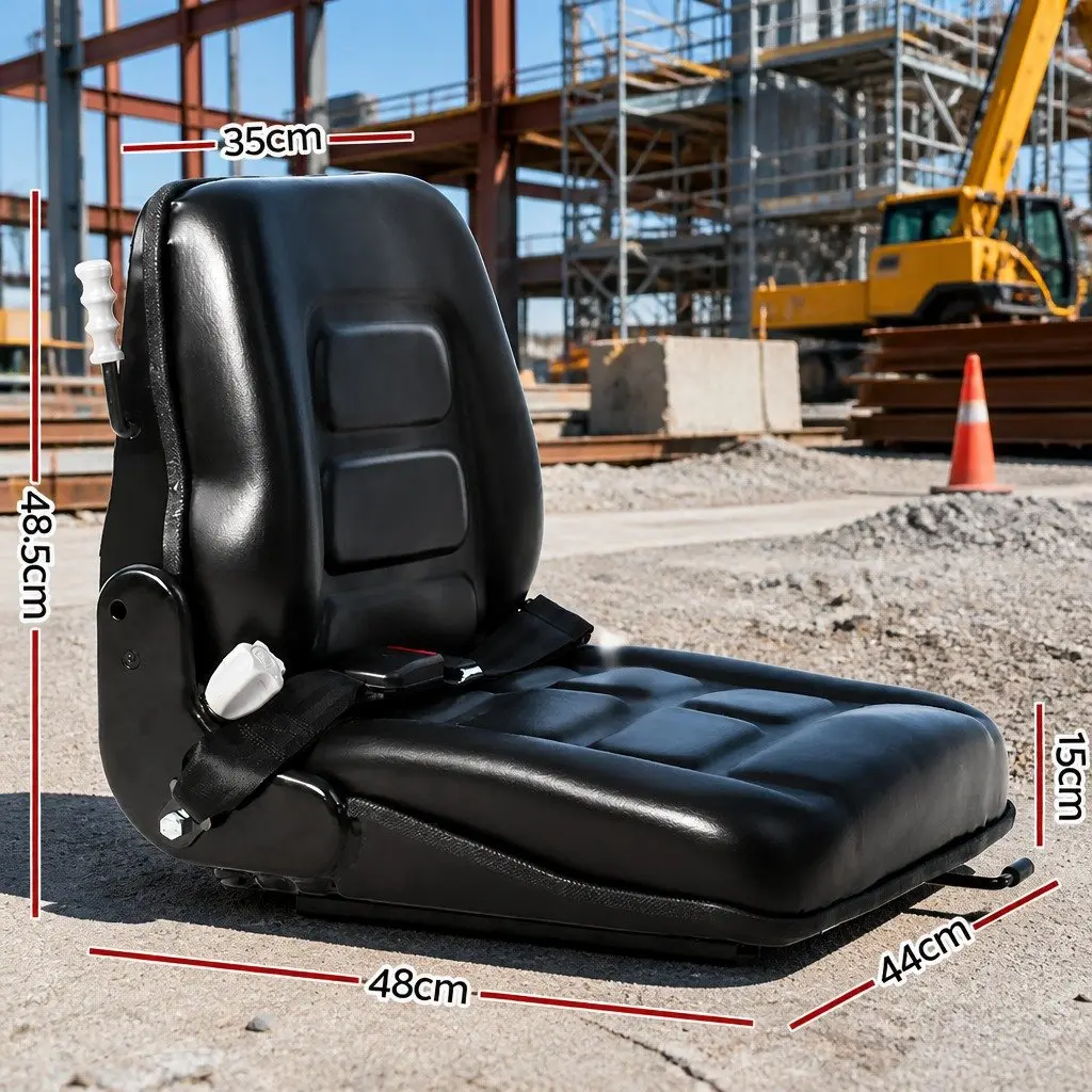 Universal Tractor Seat Heavy Machinery Equipment Black PU 150mm Adjustment