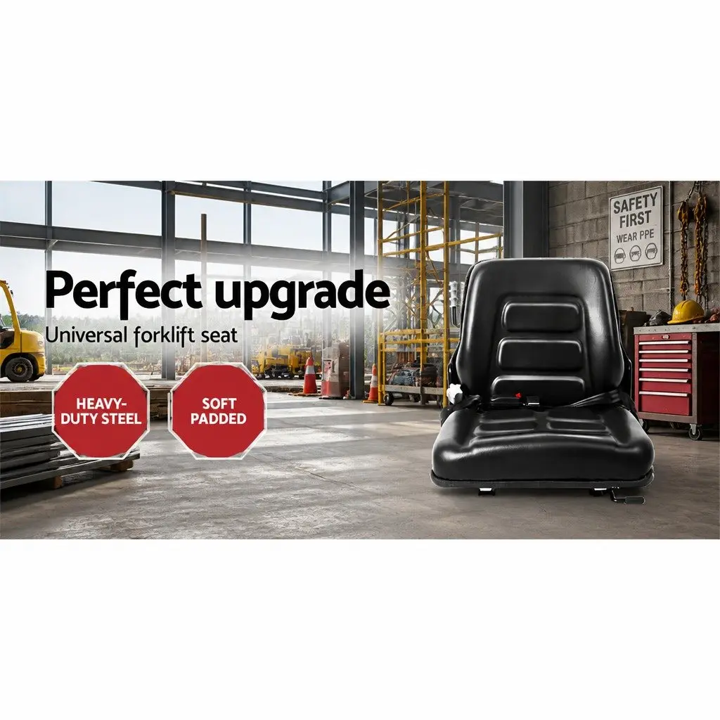Universal Tractor Seat Heavy Machinery Equipment Black PU 150mm Adjustment