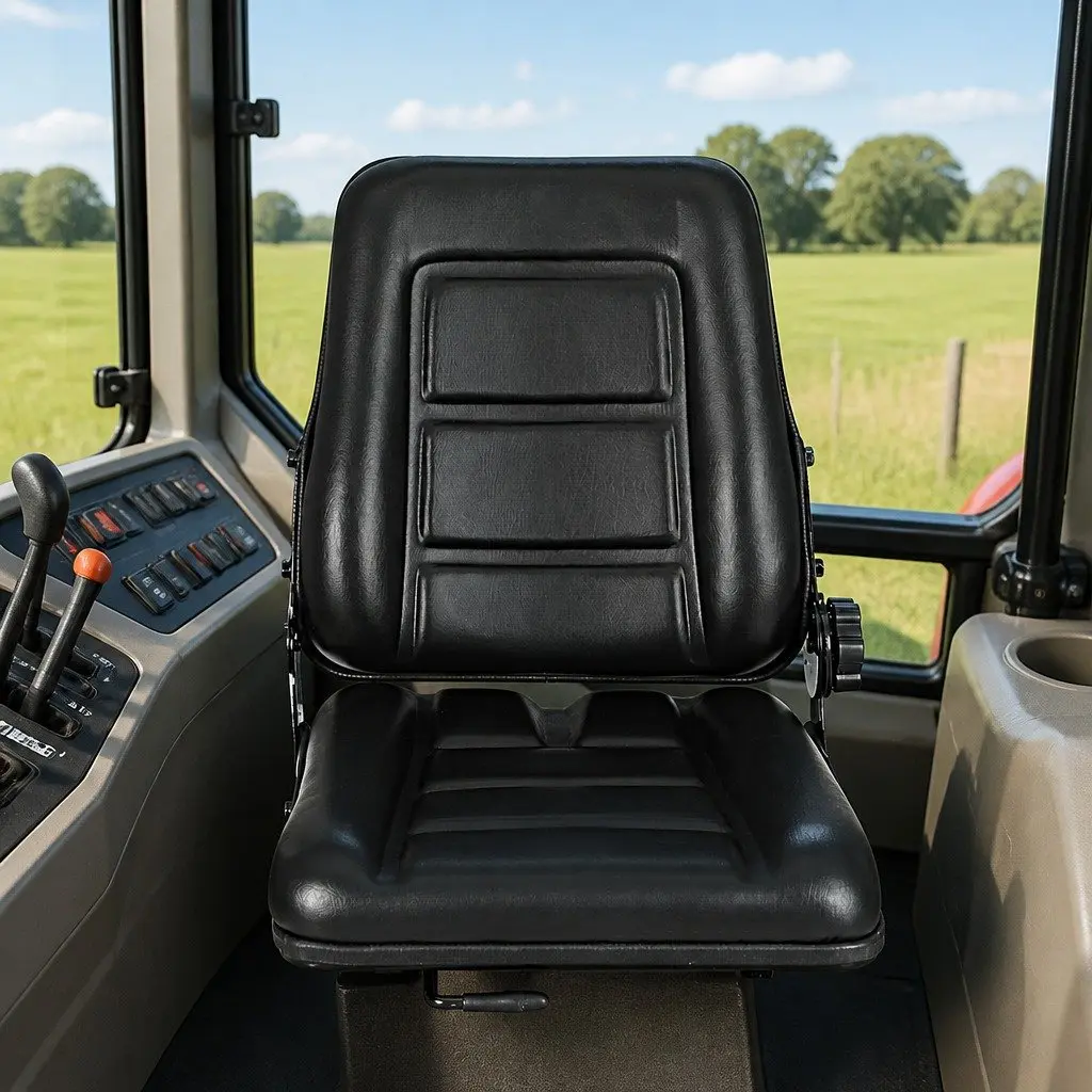 Adjustable Padded Universal Chair Steel Frame PU Leather Black for Tractors Forklifts Excavators