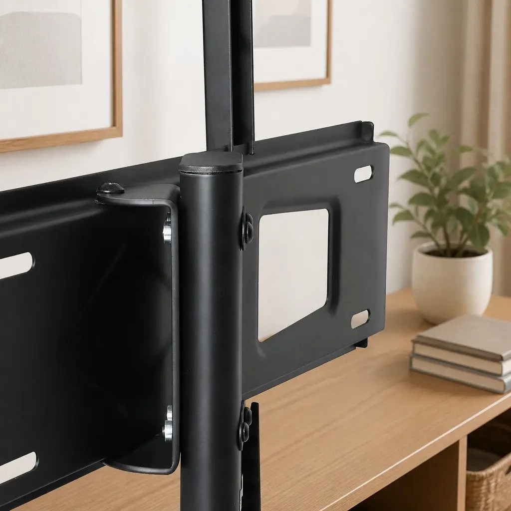 TV Stand Adjustable Height Swivel Tilt for 32-75 Inch TVs with Tempered Glass Base and Steel Construction