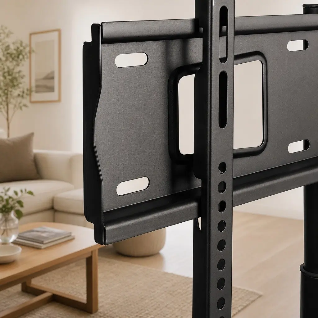 TV Stand Adjustable Height Swivel Tilt for 32-75 Inch TVs with Tempered Glass Base and Steel Construction