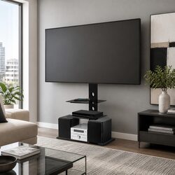 TV Stand Mount Bracket 32"-70" LED LCD Floor Display 3 Tier Glass Storage Shelf