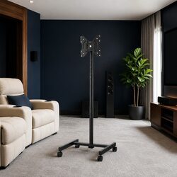 Universal TV Stand 13-50 Inch Mobile Adjustable Height Tilt Wheels Black