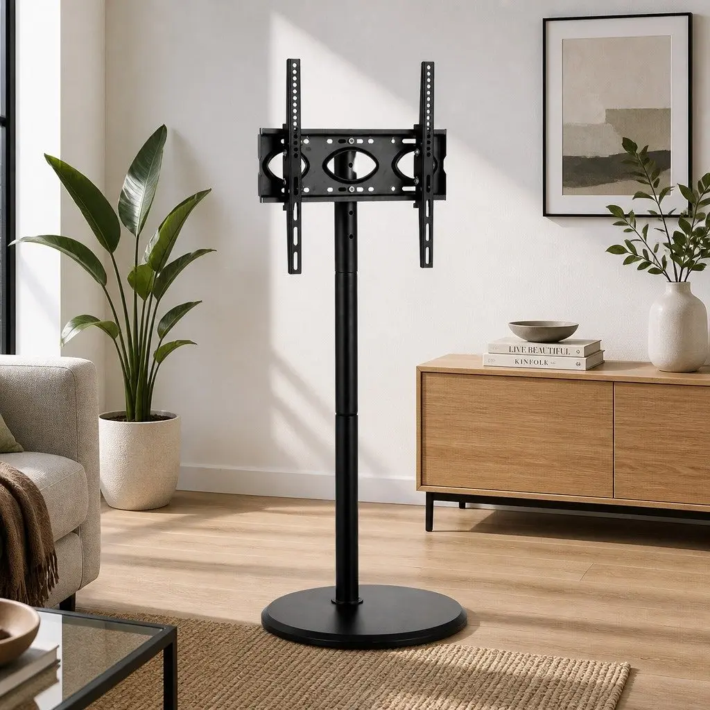 Adjustable Height Mobile TV Stand with Tilt 32-55 Inch Black