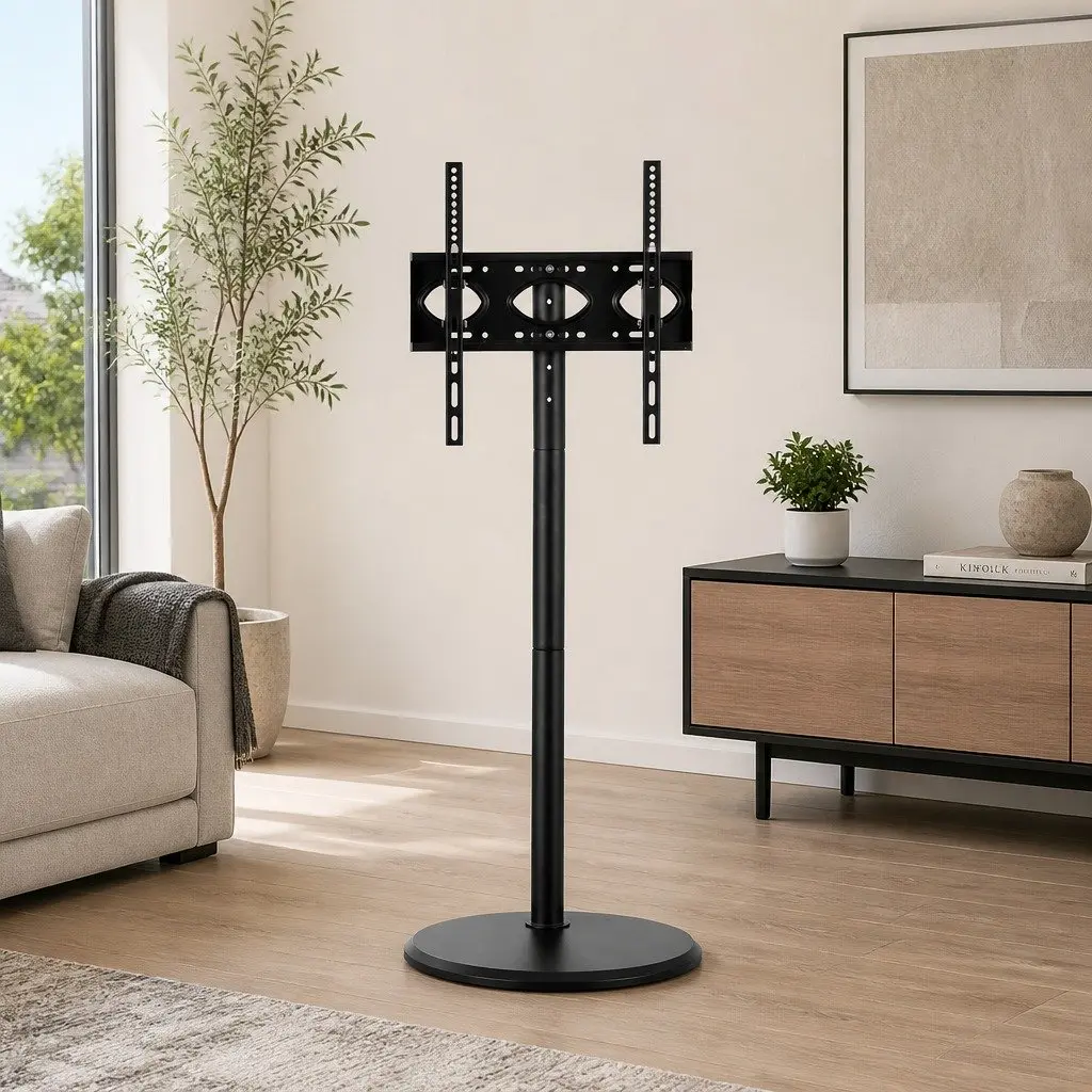 Adjustable Height Mobile TV Stand with Tilt 32-55 Inch Black