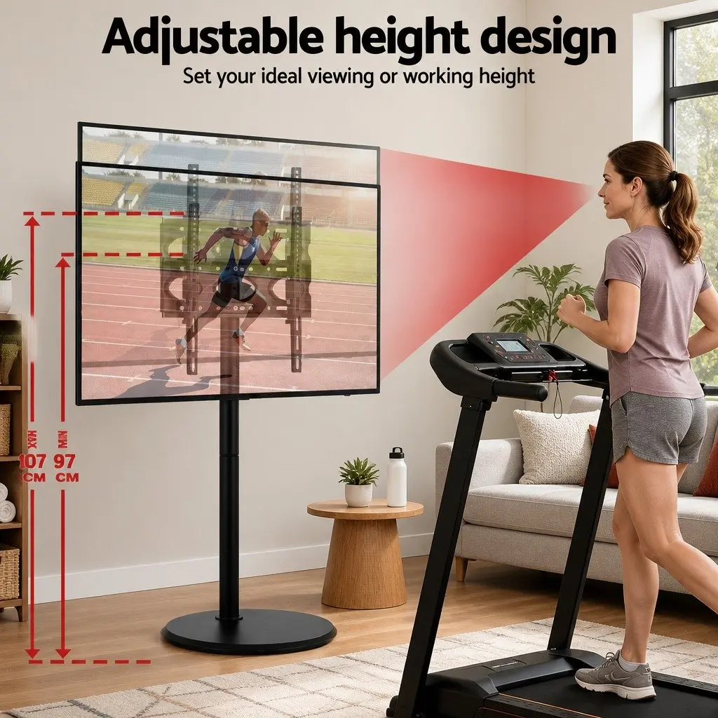 Adjustable Height Mobile TV Stand with Tilt 32-55 Inch Black