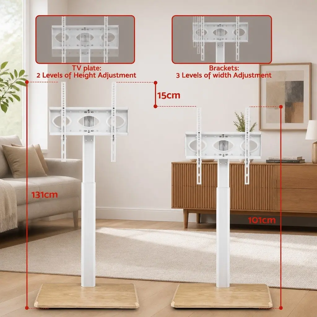 TV Stand Swivel Floor Mount Height Adjustable for 24-55 Inch TVs