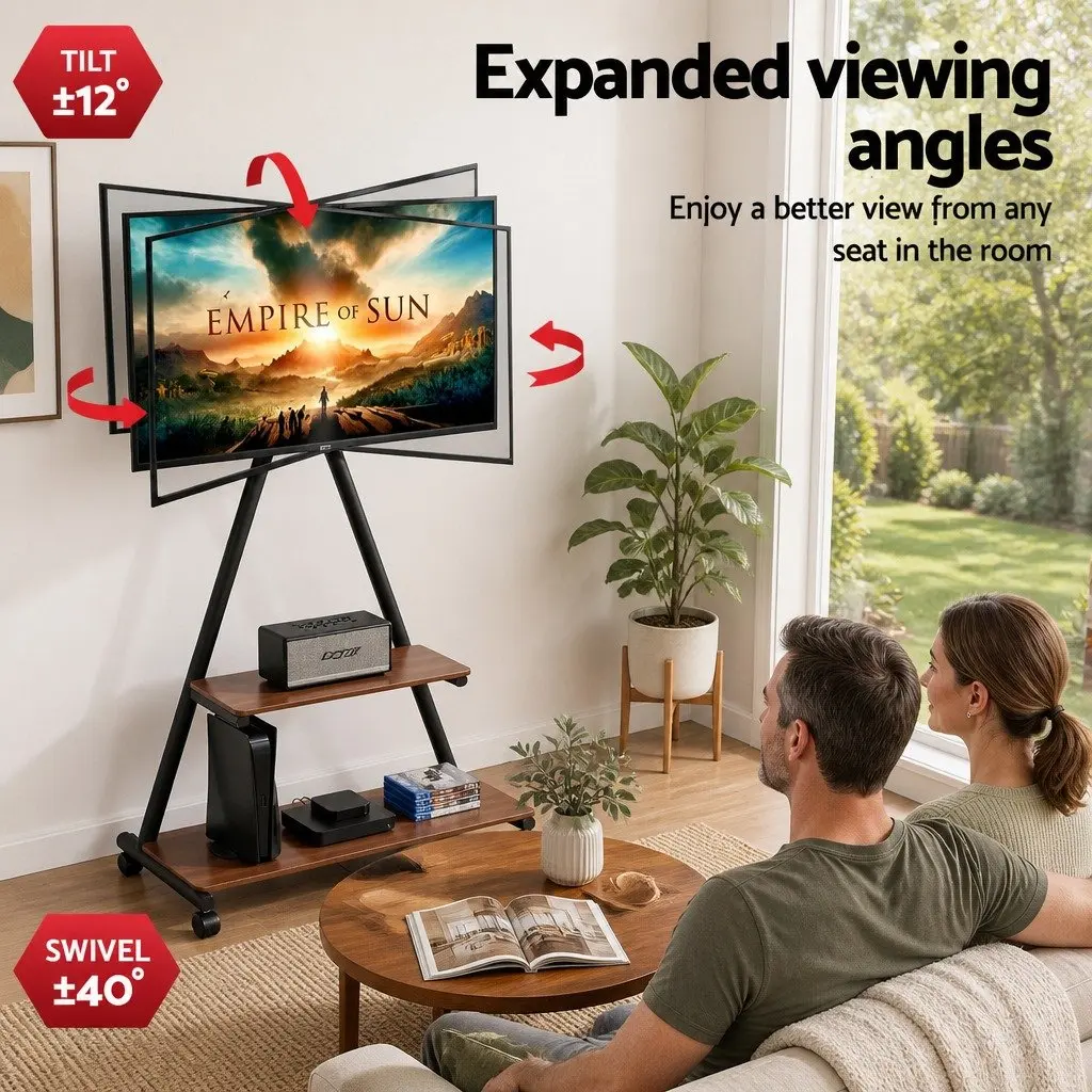 Mobile TV Stand Heavy Duty Steel Frame 32-75 Inch
