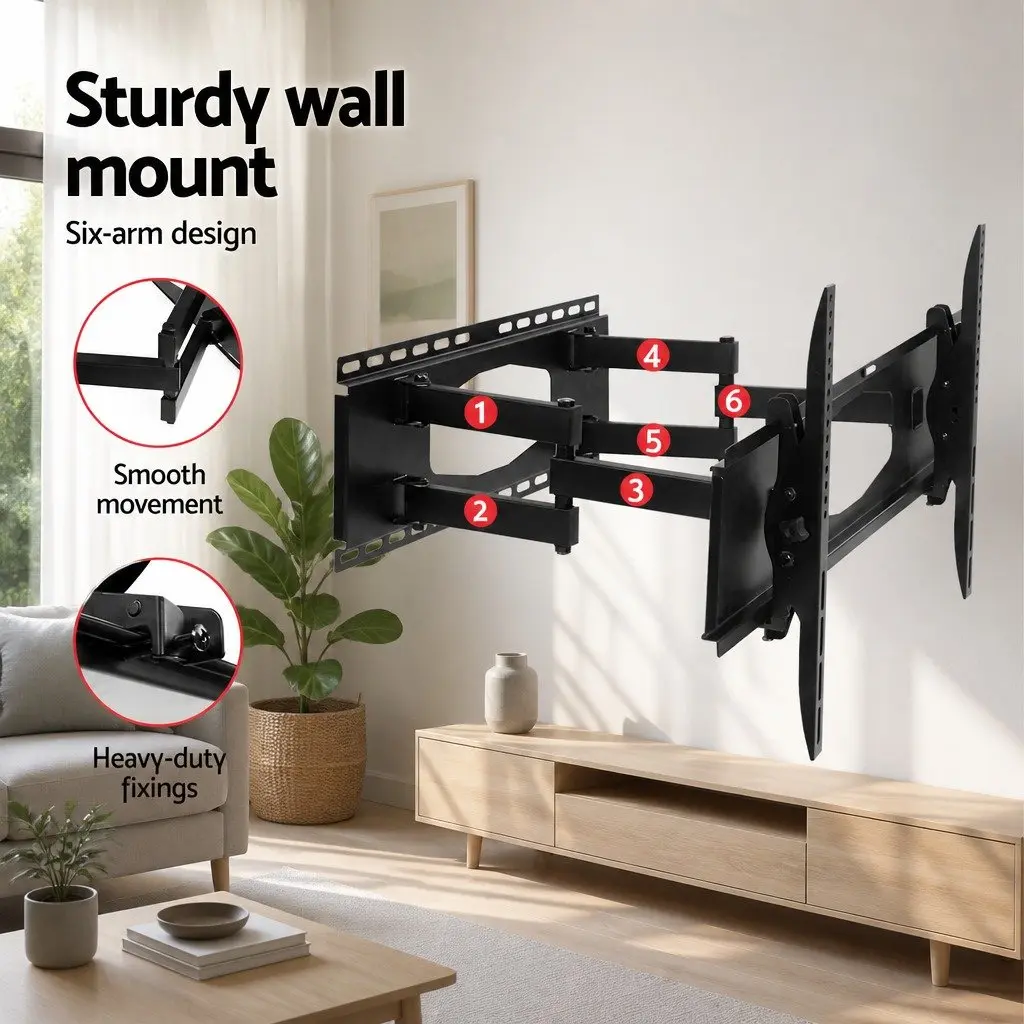 TV Wall Mount Bracket Full Motion Dual Arm Adjustable 32"-80