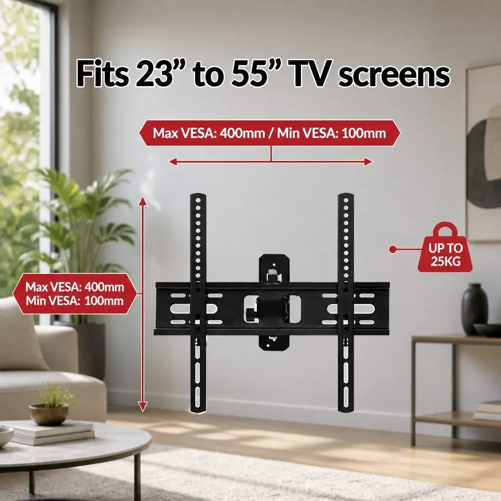 TV Wall Mount Bracket Full Motion Tilt Swivel 23"-55