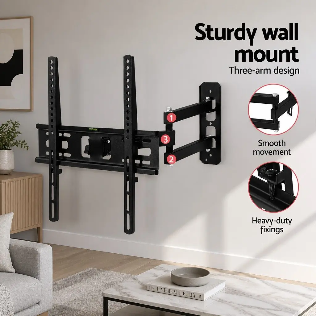TV Wall Mount Bracket Full Motion Tilt Swivel 23"-55