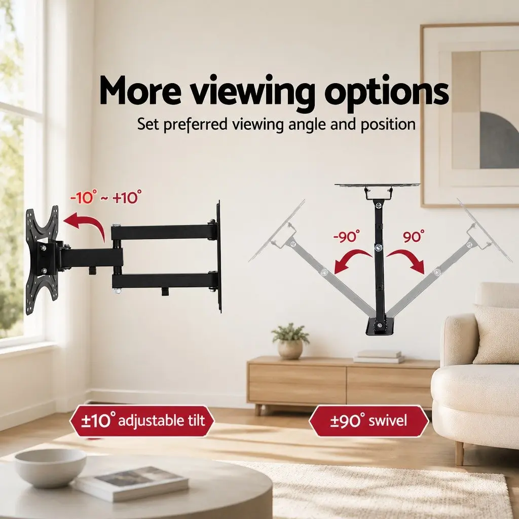 TV Wall Mount Bracket Full Motion Tilt Swivel Arm Black 17 to 42 Inch
