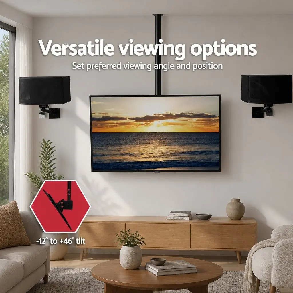 Ceiling Mount Bracket for TV Full Motion Tilt Rotation Black Universal VESA 32 to 75 Inch