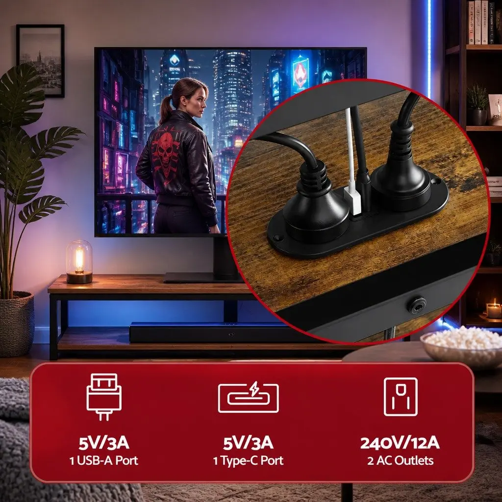 Corner TV Stand with LED Lights for 32-70 Inch TVs Freestanding Adjustable Height