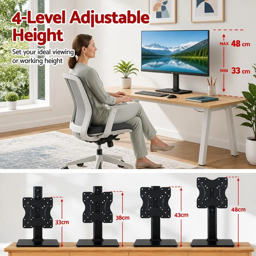 TV Stand Bracket for 19-43 inch TVs Desktop Swivel Table Top Universal Mount