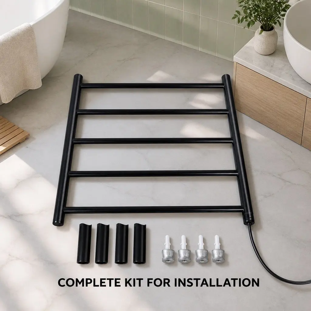 Electric Heated Towel Rail Rack 5 Bars Wall Mounted Bathroom Clothes Dryer