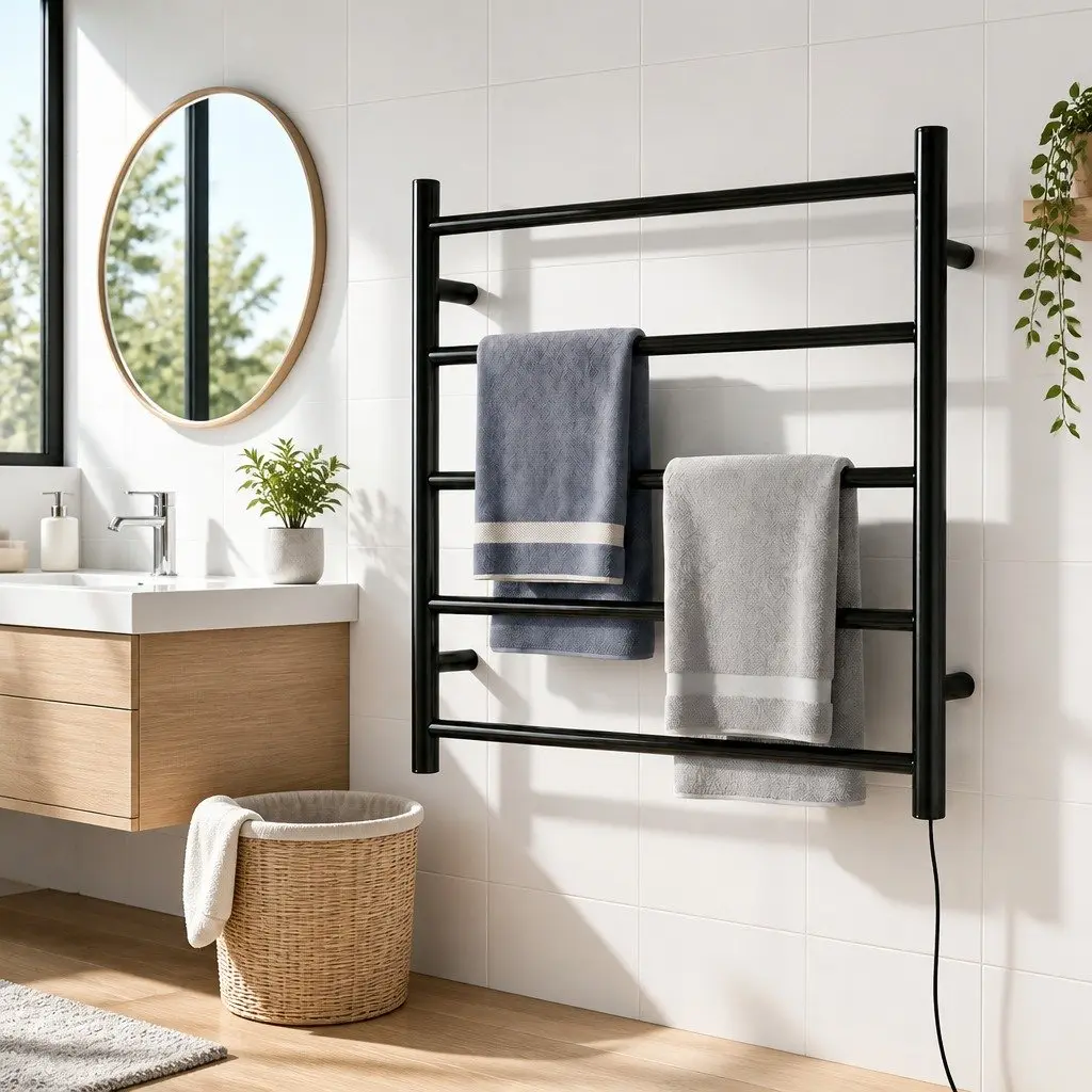 Electric Heated Towel Rail Rack 5 Bars Wall Mounted Bathroom Clothes Dryer