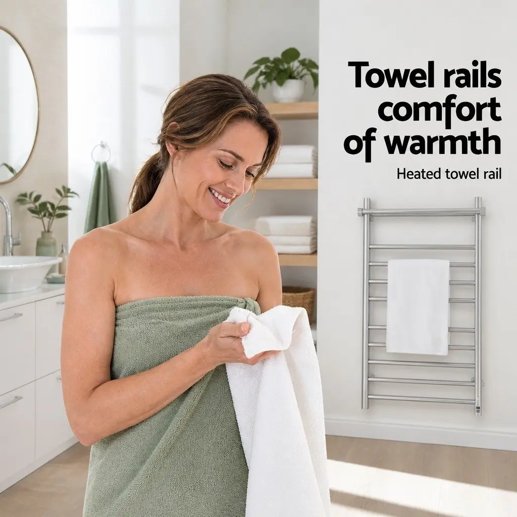 Electric Heated Towel Rail 14 Bars Wall Mounted Stainless Steel Clothes Dryer