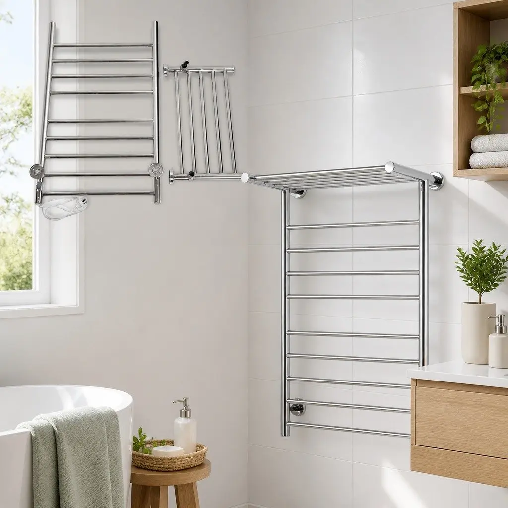 Electric Heated Towel Rail 14 Bars Wall Mounted Stainless Steel Clothes Dryer
