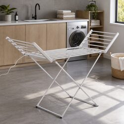Electric Heated Towel Rail Rack 18 Bars Freestanding Portable Clothes Dryer