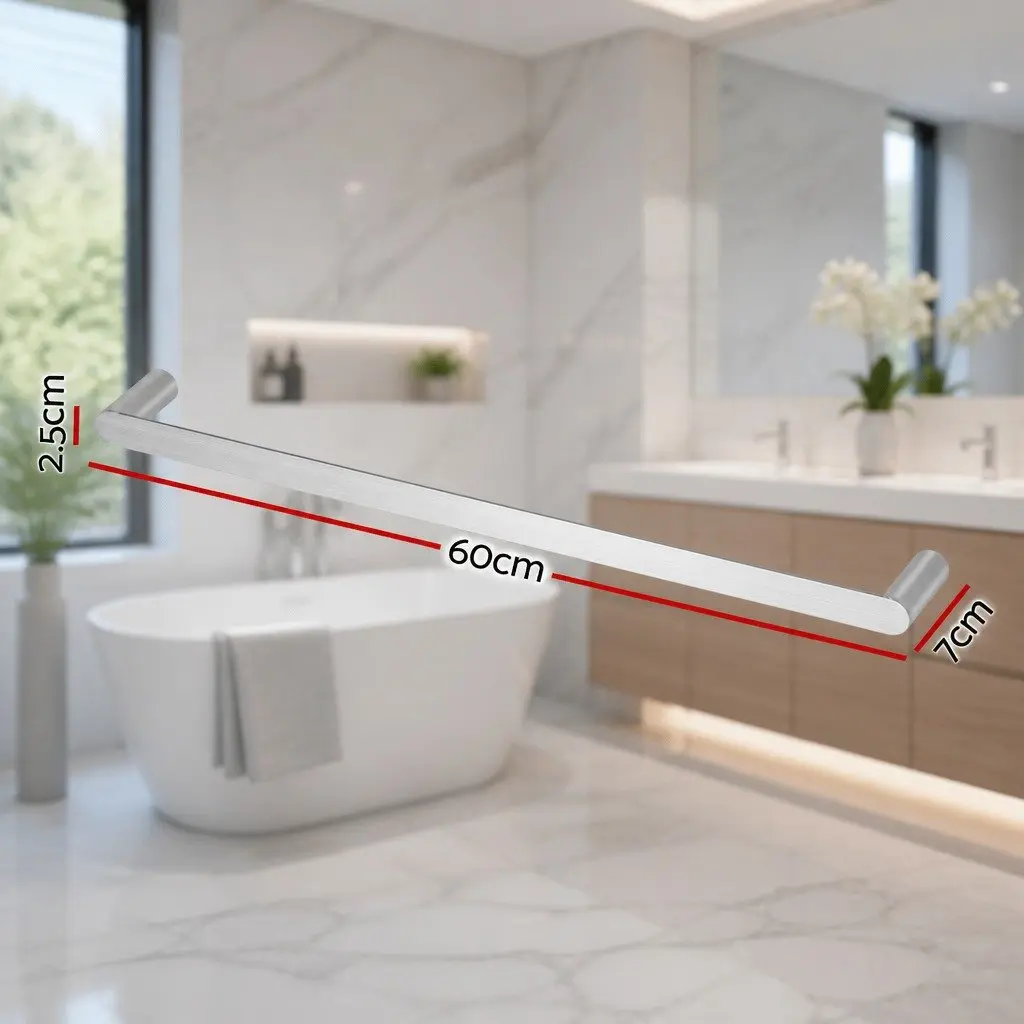 Wall Mounted Towel Rack Brushed Chrome 600mm
