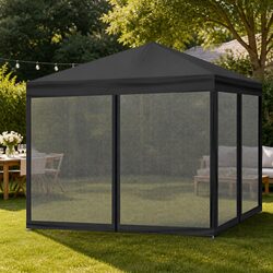 Pop Up Gazebo Tent 3x3m Outdoor Marquee Waterproof Mesh Side Walls Black