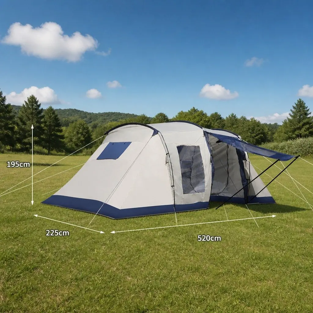 Large Family Camping Tent 6-8 Person 2 Bedroom Outdoor Hiking Shelter Waterproof