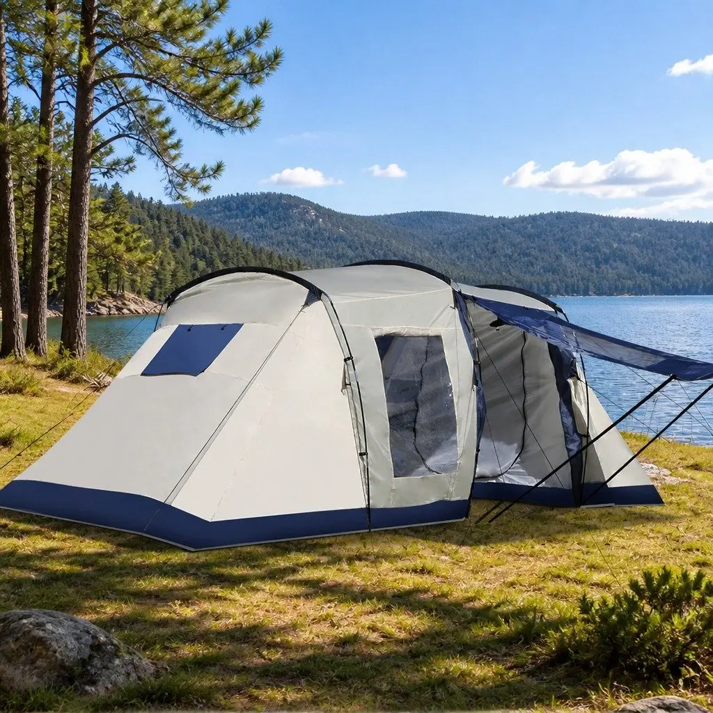 Large Family Camping Tent 6-8 Person 2 Bedroom Outdoor Hiking Shelter Waterproof
