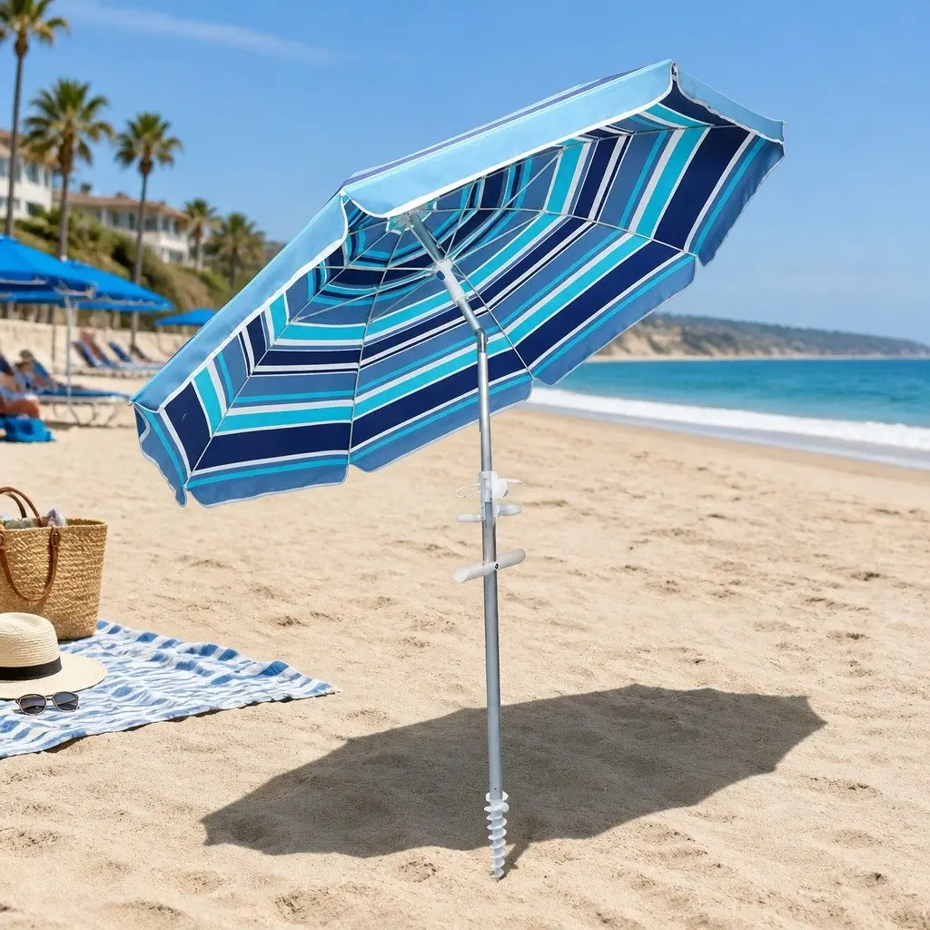Beach Umbrella Tiltable 2.2M Portable Outdoor Sun Shade Garden Camping