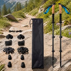 Trekking Poles Walking Sticks Adjustable 62-135cm Lightweight Hiking Outdoor