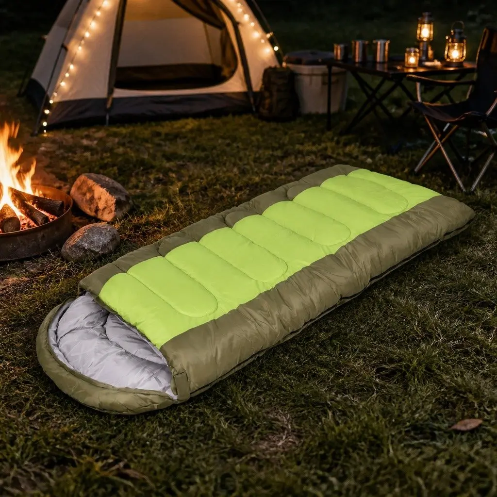Cold Weather Sleeping Bag Insulation Green Portable 220cm x 85cm