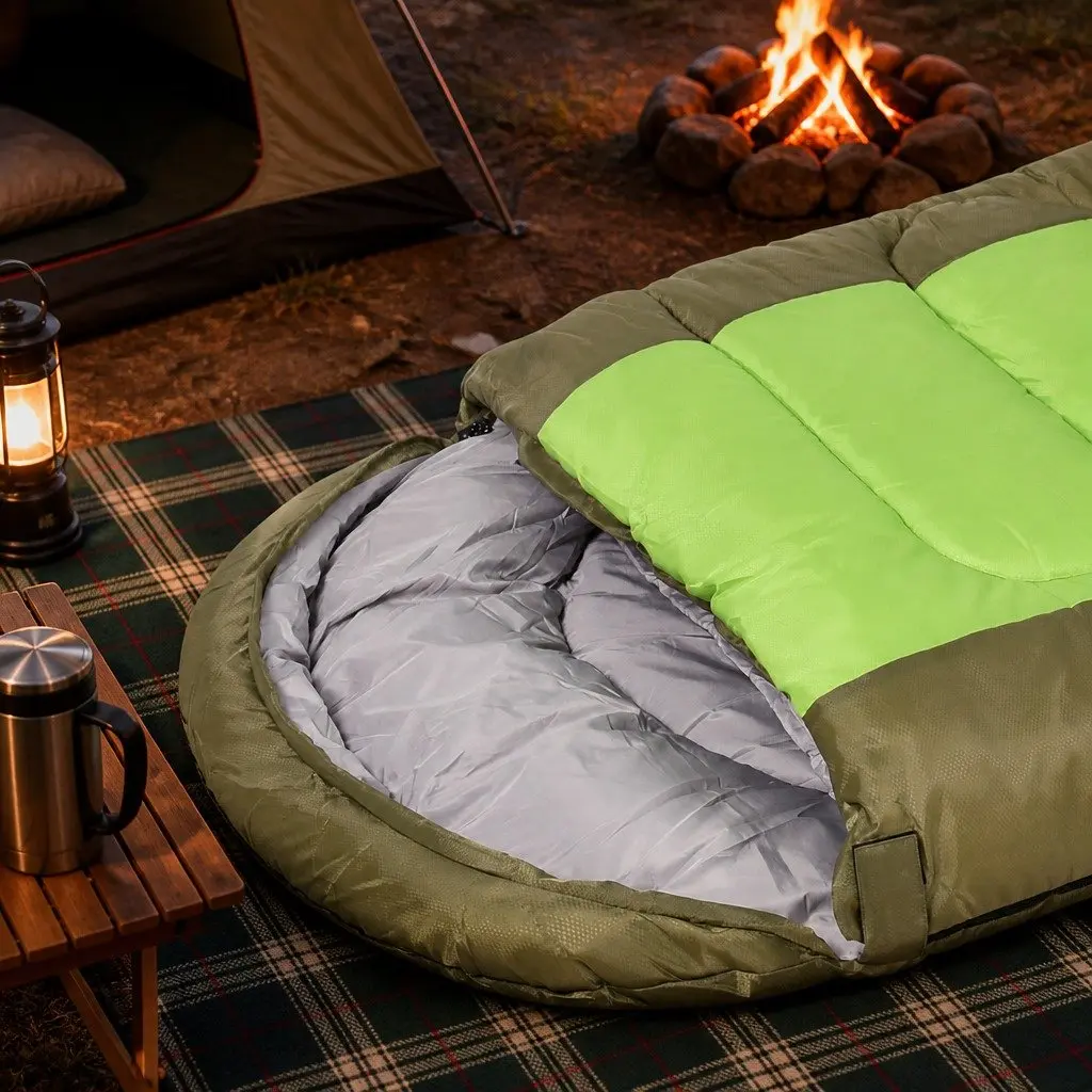 Cold Weather Sleeping Bag Insulation Green Portable 220cm x 85cm