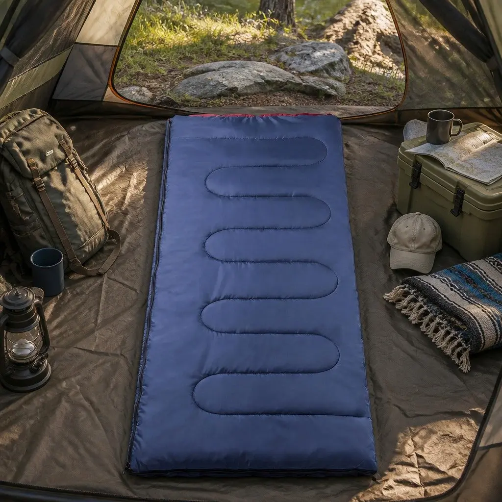 Single Sleeping Bag 3-Season Camping Hiking Envelope Rectangle Design Thermal