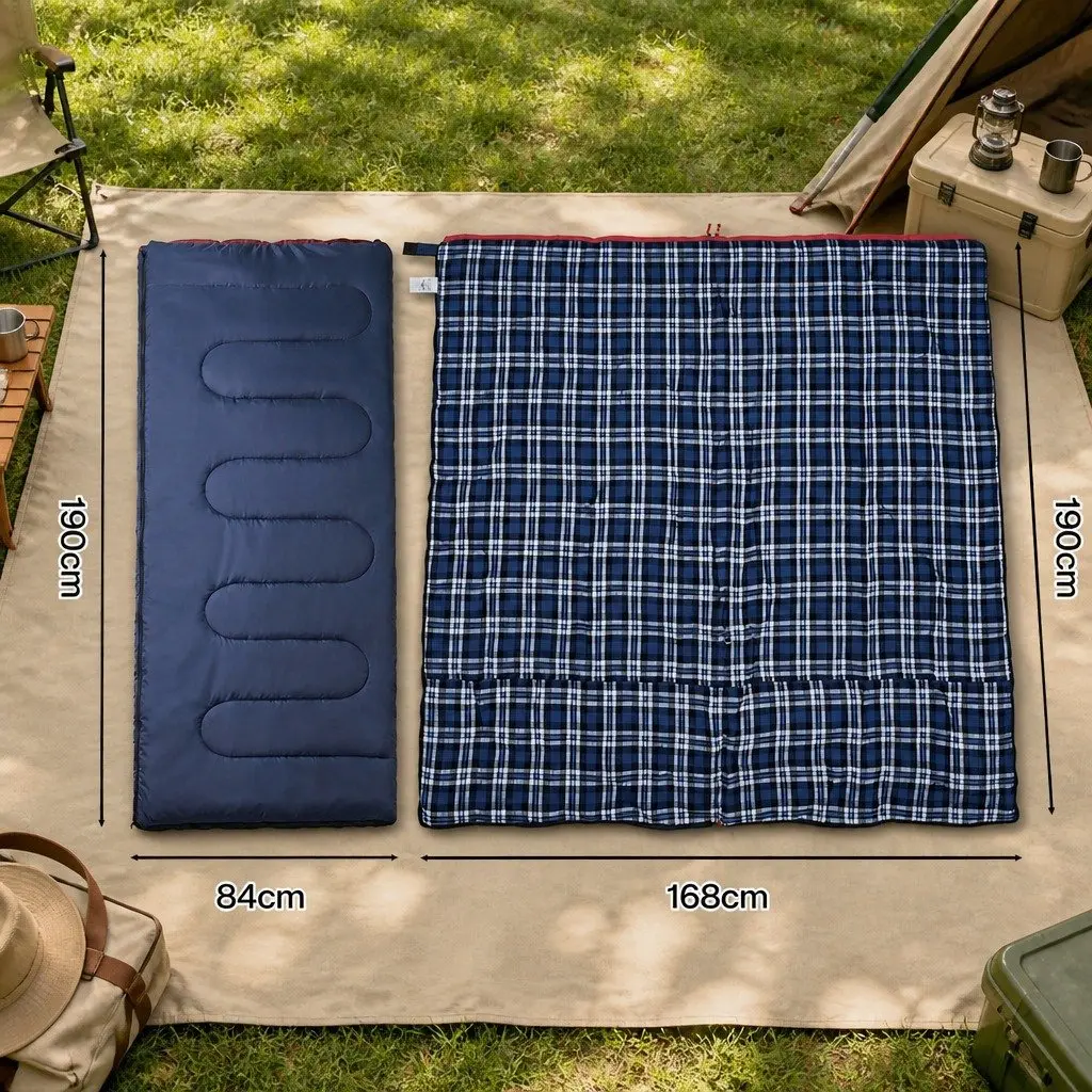 Single Sleeping Bag 3-Season Camping Hiking Envelope Rectangle Design Thermal