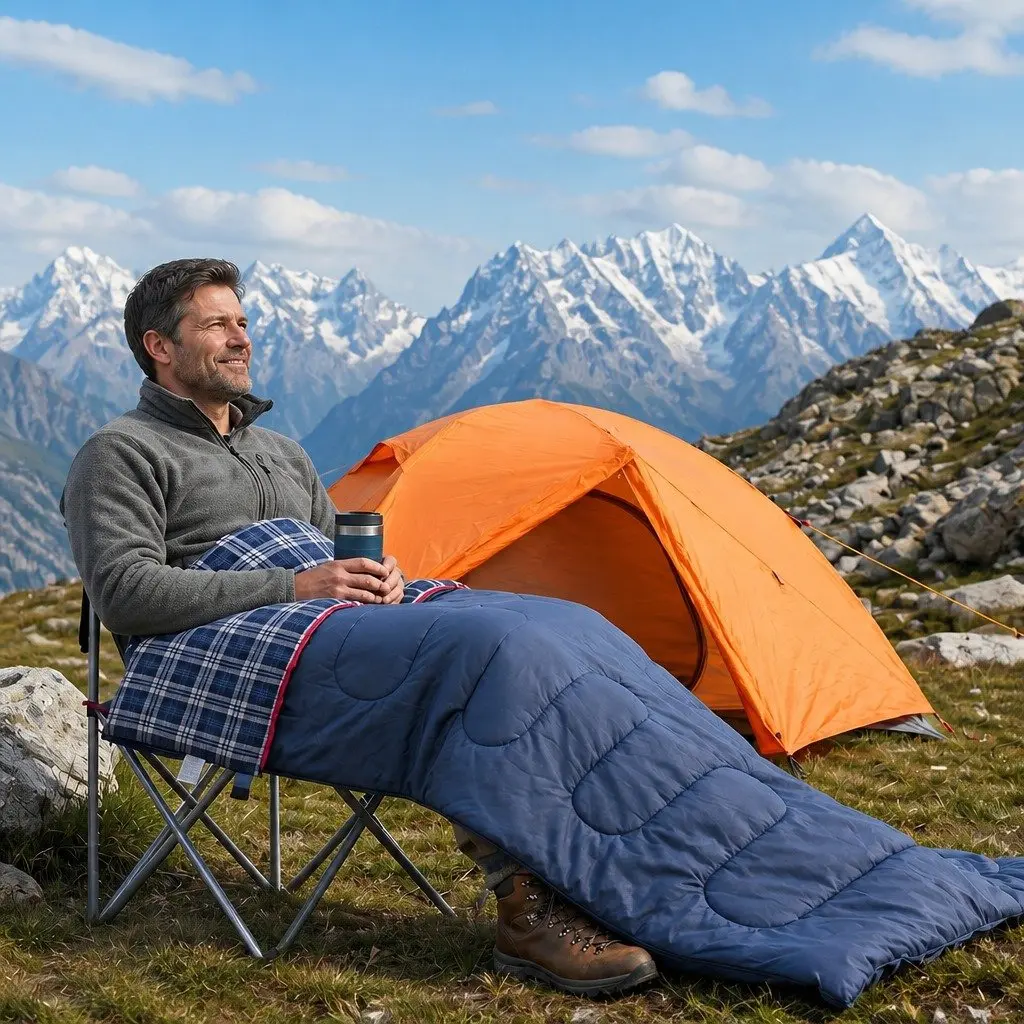 Single Sleeping Bag 3-Season Camping Hiking Envelope Rectangle Design Thermal