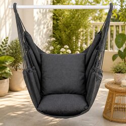 Hammock Chair Hanging Swing Seat Outdoor Indoor Relaxation with 2 Cushions