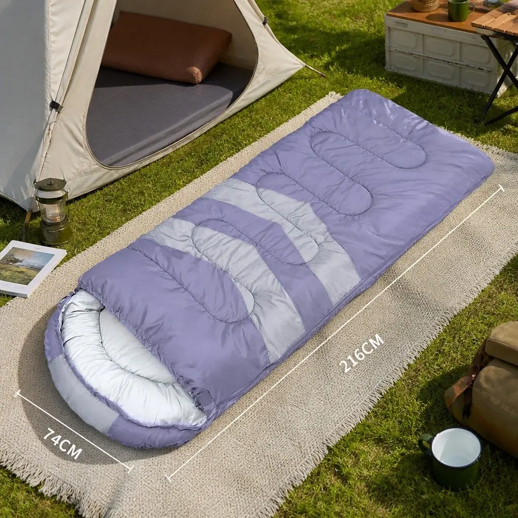 Single Sleeping Bag Outdoor Camping Cold Weather Grey Hollow Cotton Lightweight