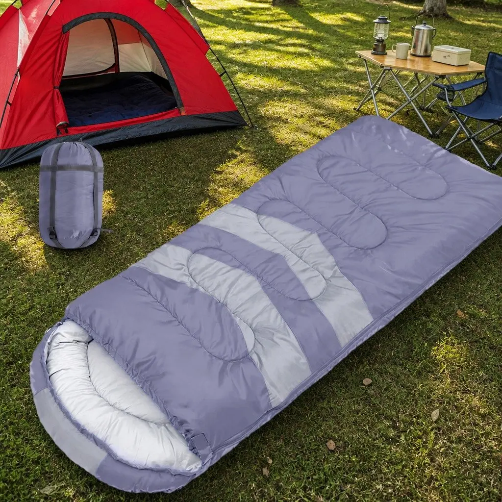 Single Sleeping Bag Outdoor Camping Cold Weather Grey Hollow Cotton Lightweight