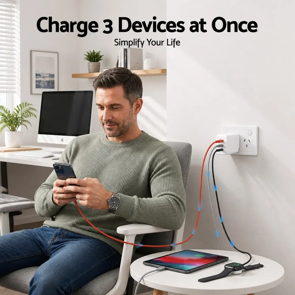 65W USB C Charger with 3 Ports