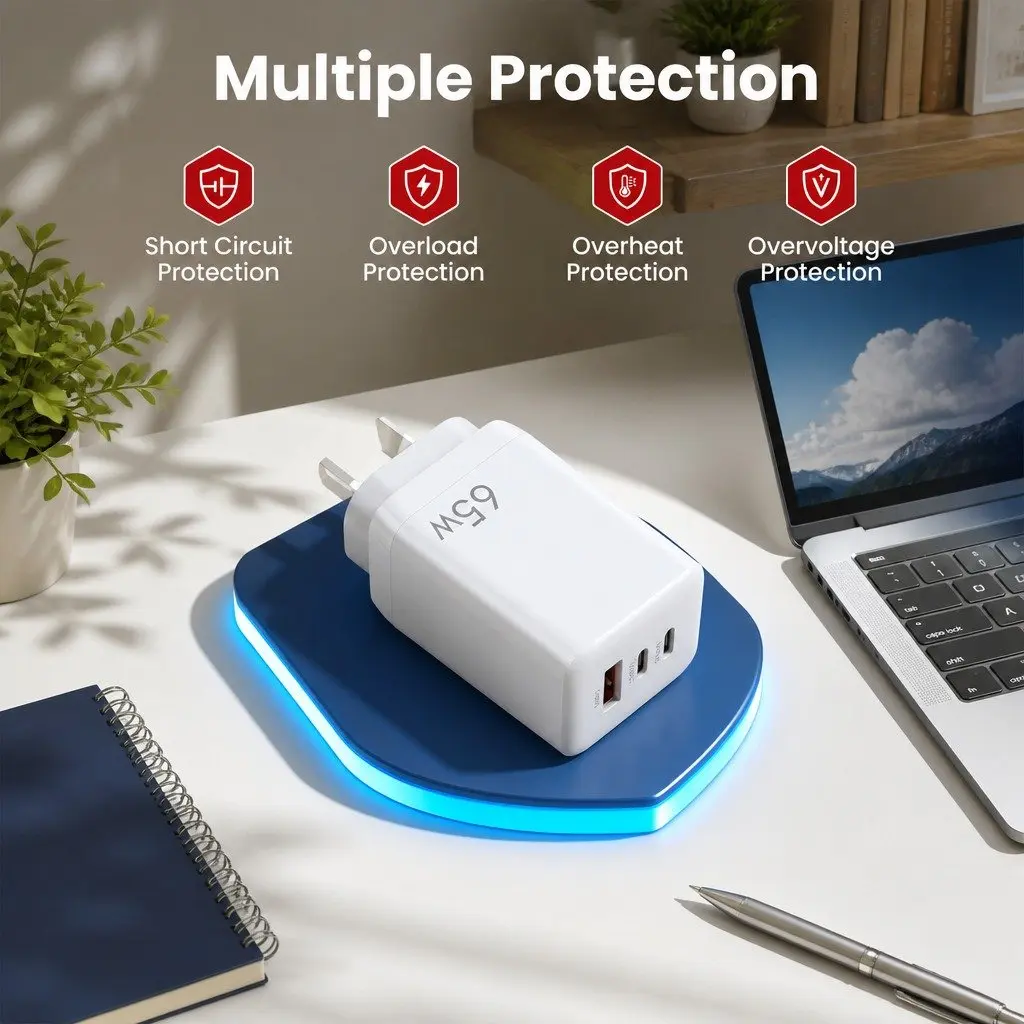 65W USB C Charger with 3 Ports