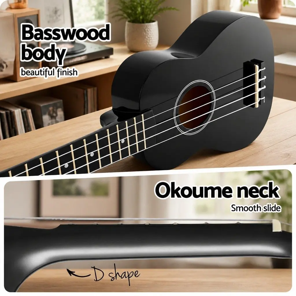 21 Inch Ukulele Beginner Basswood Arched Back Nylon Strings