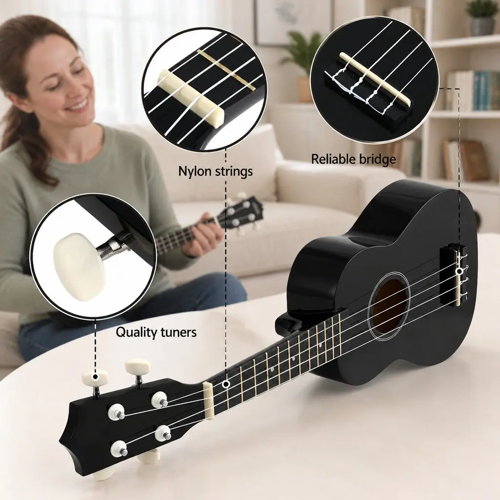 21 Inch Ukulele Beginner Basswood Arched Back Nylon Strings