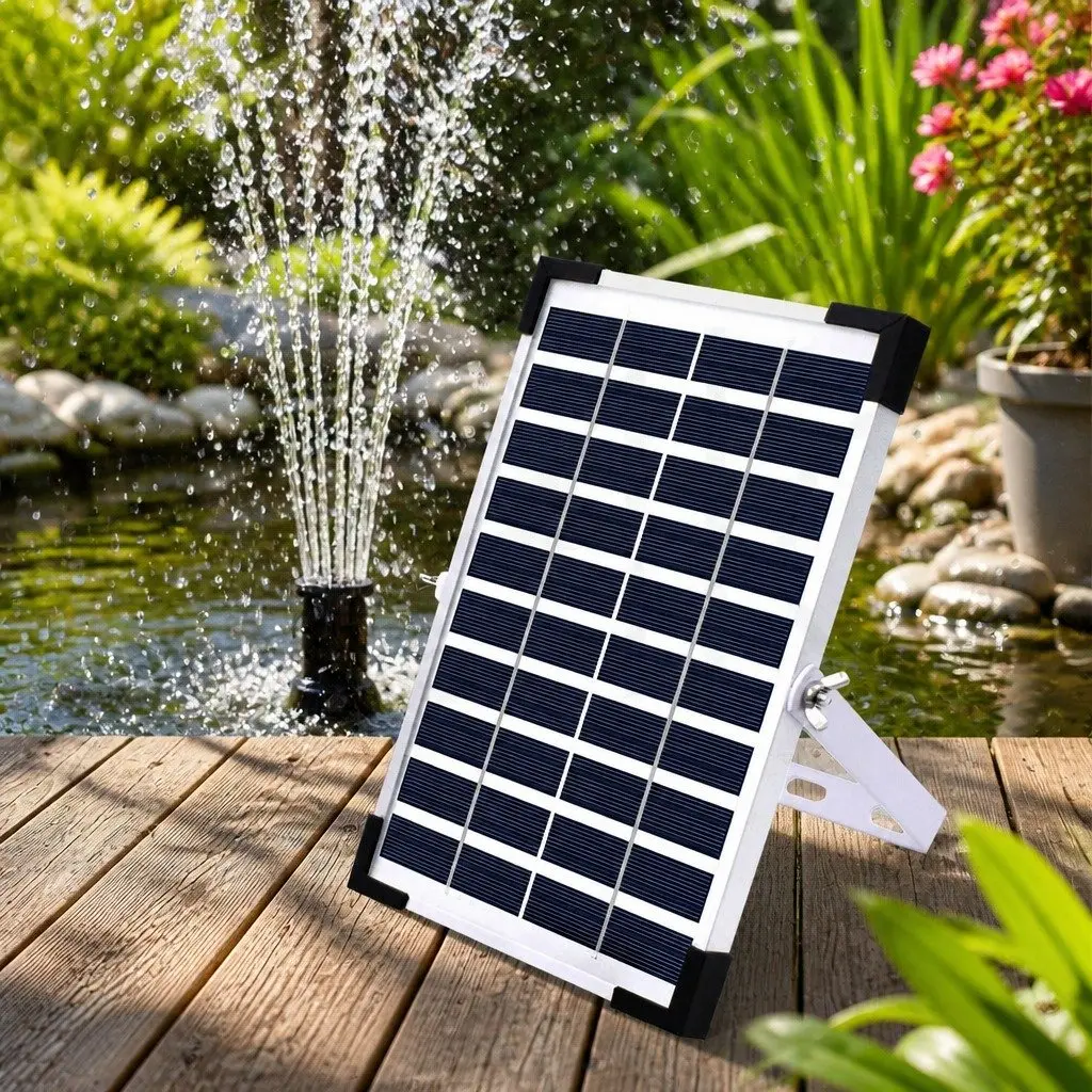 Solar Fountain 5W Outdoor Water Feature Powered Polycrystalline Panel 8 Nozzles