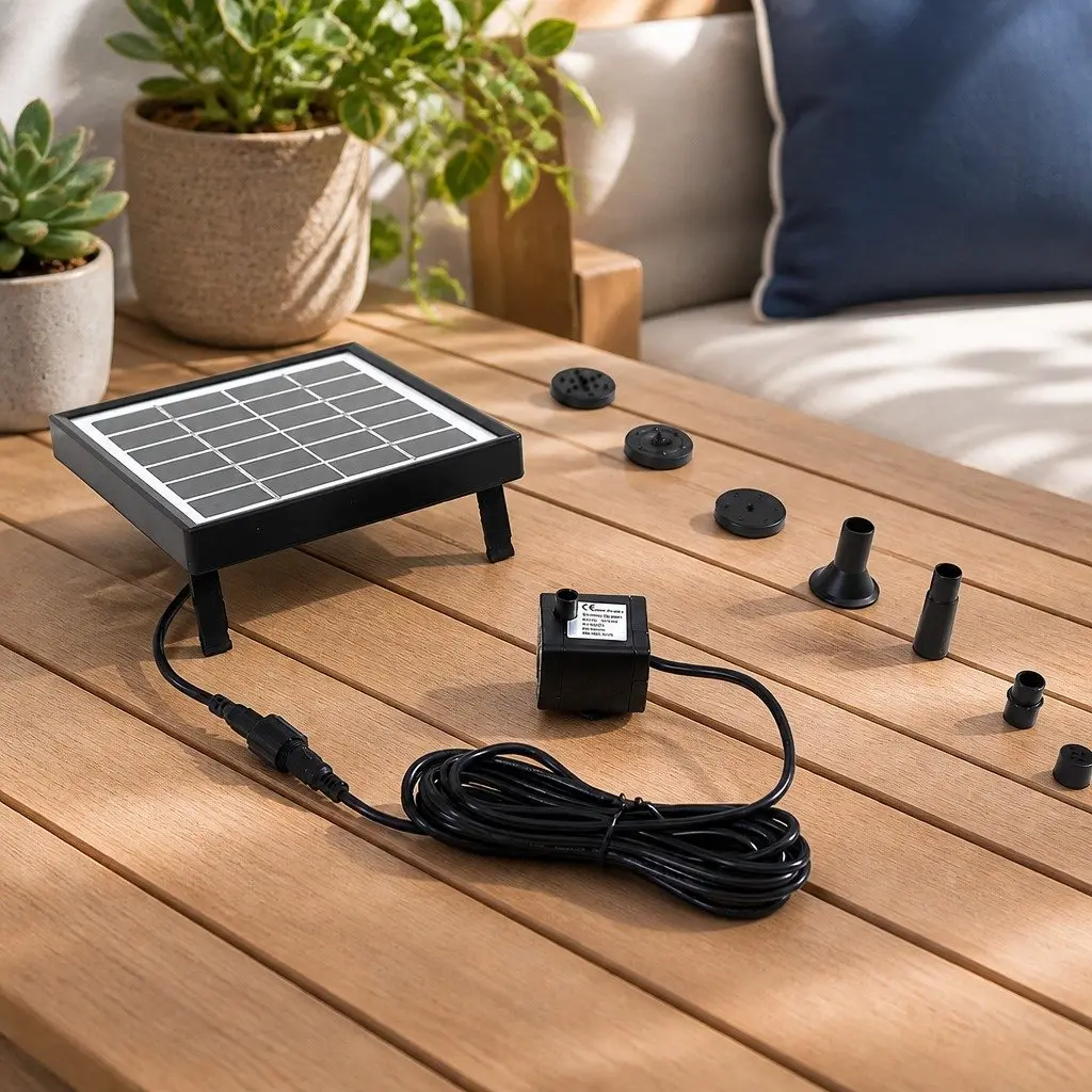 Solar Powered Water Fountain Pump Kit Adjustable Spray Patterns 45cm