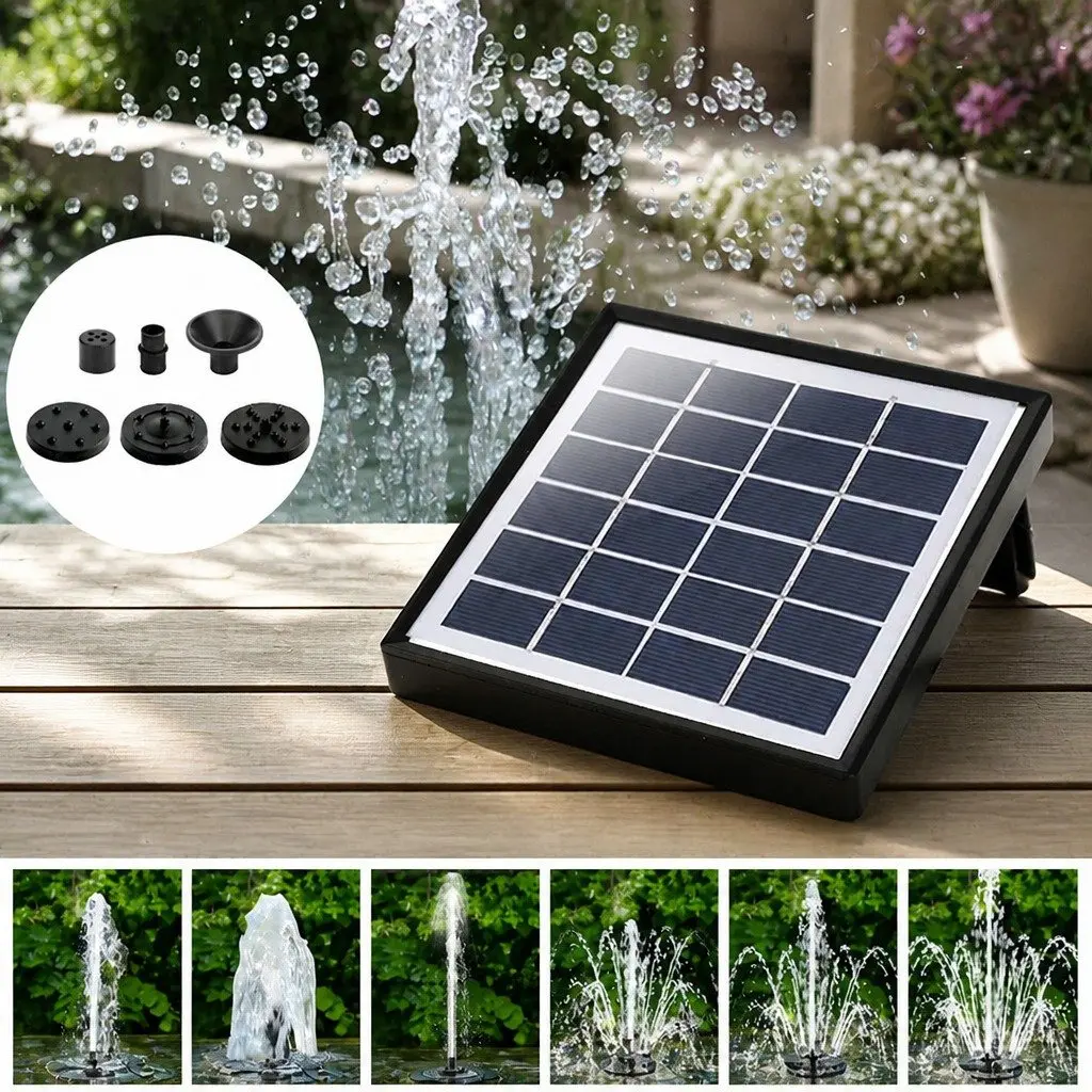 Solar Powered Water Fountain Pump Kit Adjustable Spray Patterns 45cm