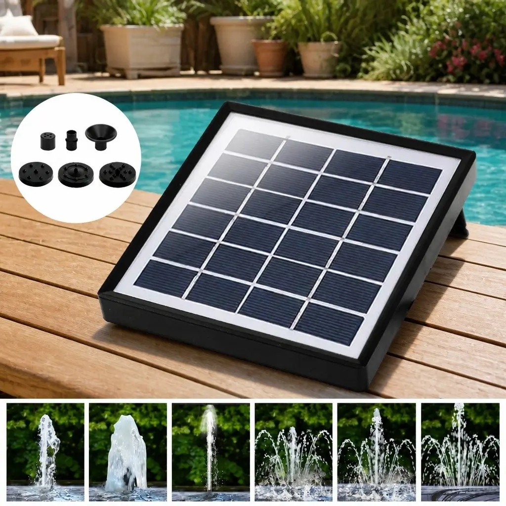 Solar Powered Water Fountain Pump Kit Adjustable Spray Patterns 45cm