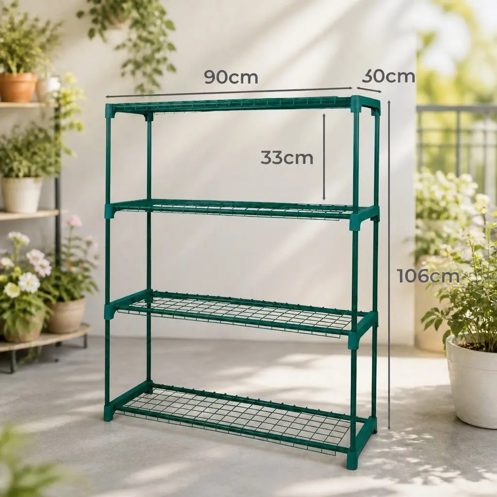 4 Tier Plant Stand Shelves Metal Storage Rack Garden Outdoor Indoor Display