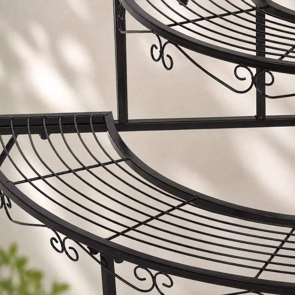 3-Tier Plant Stand Metal Flower Pot Rack Indoor Outdoor Storage Garden