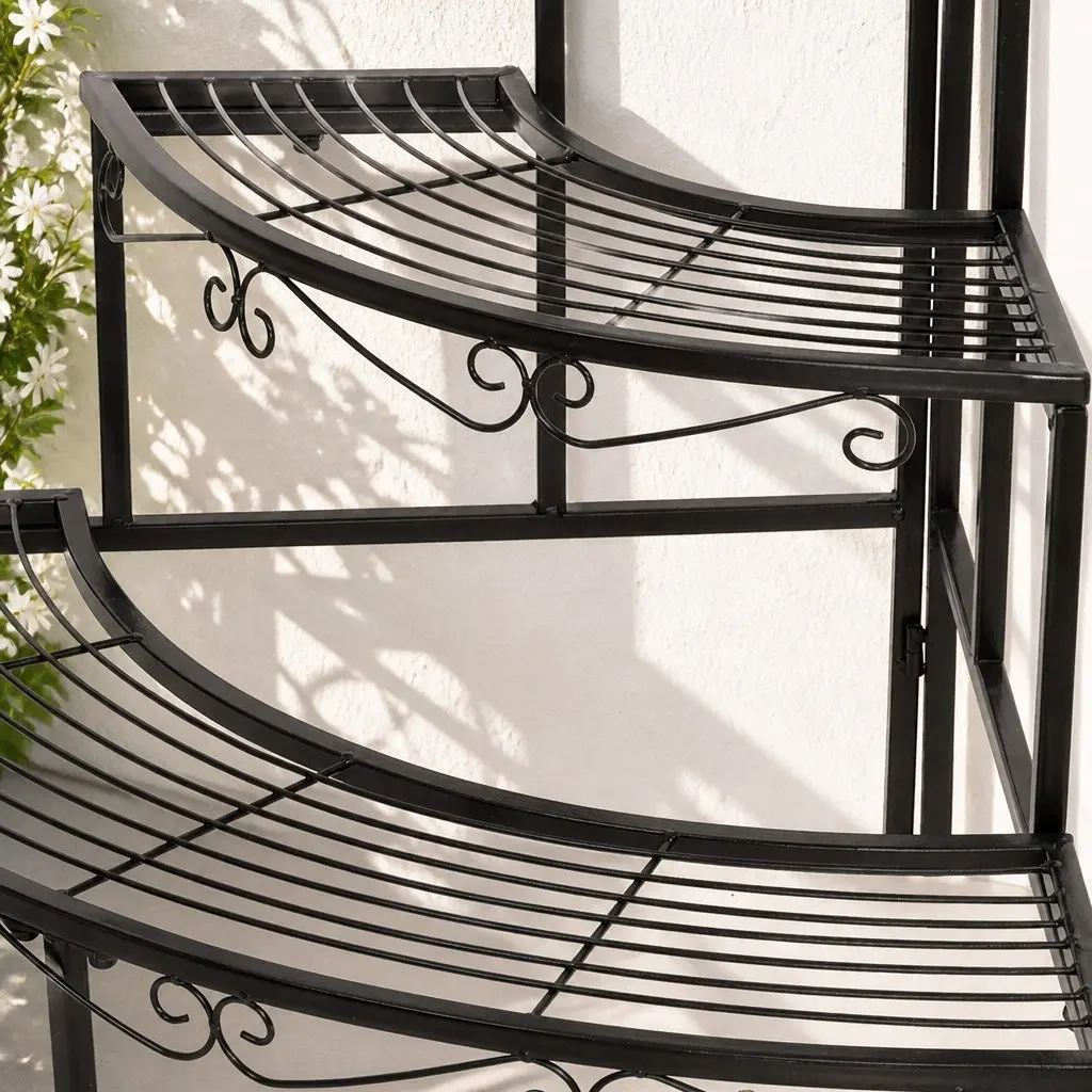 3-Tier Plant Stand Metal Flower Pot Rack Indoor Outdoor Storage Garden