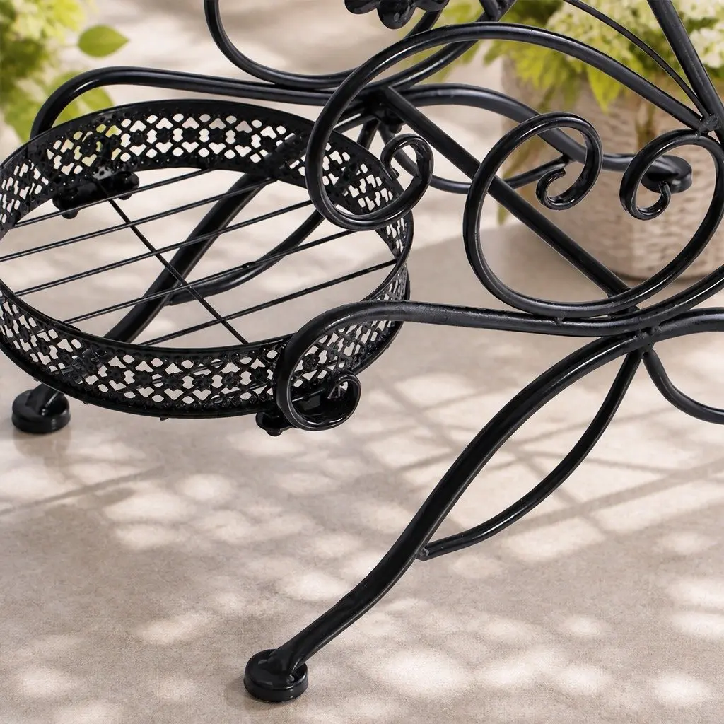Metal Plant Stand Indoor Outdoor Steel Frame Black Display Shelf